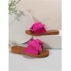 image:imageGORGLITTER Womens Bow Knot Flat Sandals Open Toe Slip On Slide Slipper Single Band FlatsHot Pink