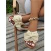 image:imageGORGLITTER Womens Bow Sandals Dressy Summer Open Toe Slip On Slides Vacation Beach Flat SandalsBeige