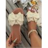 image:imageGORGLITTER Womens Bow Sandals Dressy Summer Open Toe Slip On Slides Vacation Beach Flat SandalsBeige