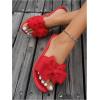 image:imageGORGLITTER Womens Bow Sandals Dressy Summer Open Toe Slip On Slides Vacation Beach Flat SandalsRed
