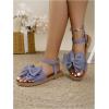 image:imageGORGLITTER Womens Bow Summer Dress Sandals 2026 Slingback Flats Dressy Vacation Slip On Slides ShoesGrey Bow