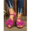 image:imageGORGLITTER Womens Bow Summer Dress Sandals 2026 Slingback Flats Dressy Vacation Slip On Slides ShoesHot Pink Bow