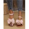 image:imageGORGLITTER Womens Bow Summer Dress Sandals 2026 Slingback Flats Dressy Vacation Slip On Slides ShoesPink Bow