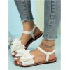 image:imageGORGLITTER Womens Bow Summer Dress Sandals 2026 Slingback Flats Dressy Vacation Slip On Slides ShoesWhite