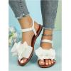 image:imageGORGLITTER Womens Bow Summer Dress Sandals 2026 Slingback Flats Dressy Vacation Slip On Slides ShoesWhite
