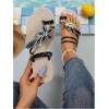 image:imageGORGLITTER Womens Butterfly Metallic Sandals Dressy Sparkly Rhinestone Strappy Toe Ring Slide Flats SandalBlack Flower