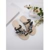 image:imageGORGLITTER Womens Butterfly Metallic Sandals Dressy Sparkly Rhinestone Strappy Toe Ring Slide Flats SandalBlack Flower