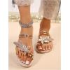 image:imageGORGLITTER Womens Butterfly Metallic Sandals Dressy Sparkly Rhinestone Strappy Toe Ring Slide Flats SandalGold Floral