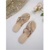 image:imageGORGLITTER Womens Butterfly Metallic Sandals Dressy Sparkly Rhinestone Strappy Toe Ring Slide Flats SandalGold Floral