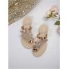 image:imageGORGLITTER Womens Butterfly Metallic Sandals Dressy Sparkly Rhinestone Strappy Toe Ring Slide Flats SandalGold Floral