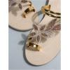 image:imageGORGLITTER Womens Butterfly Metallic Sandals Dressy Sparkly Rhinestone Strappy Toe Ring Slide Flats SandalGold Flower