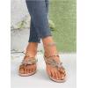 image:imageGORGLITTER Womens Butterfly Metallic Sandals Dressy Sparkly Rhinestone Strappy Toe Ring Slide Flats SandalGold Flower