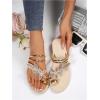 image:imageGORGLITTER Womens Butterfly Metallic Sandals Dressy Sparkly Rhinestone Strappy Toe Ring Slide Flats SandalGold Flower