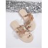 image:imageGORGLITTER Womens Butterfly Metallic Sandals Dressy Sparkly Rhinestone Strappy Toe Ring Slide Flats SandalGold Glitter