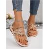 image:imageGORGLITTER Womens Butterfly Metallic Sandals Dressy Sparkly Rhinestone Strappy Toe Ring Slide Flats SandalGold Glitter