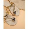 image:imageGORGLITTER Womens Butterfly Metallic Sandals Dressy Sparkly Rhinestone Strappy Toe Ring Slide Flats SandalHeart Gold