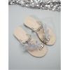 image:imageGORGLITTER Womens Butterfly Metallic Sandals Dressy Sparkly Rhinestone Strappy Toe Ring Slide Flats SandalSilver