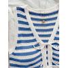 image:imageGORGLITTER Womens Crochet Sets Beach Vacation Hawaiian 2 Piece Going Out Outfits Striped Tie Front Top and Shorts SetBlue and White