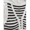image:imageGORGLITTER Womens Crochet Sets Beach Vacation Hawaiian 2 Piece Going Out Outfits Striped Tie Front Top and Shorts SetSolid Black and White