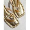 image:imageGORGLITTER Womens Flip Flops Flat Sandals Dressy Metallic Square Toe Thong Vacation Summer Weeding Slides SandalsSolid Gold