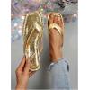 image:imageGORGLITTER Womens Flip Flops Flat Sandals Dressy Metallic Square Toe Thong Vacation Summer Weeding Slides SandalsSolid Gold