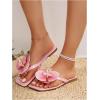 image:imageGORGLITTER Womens Flower Flat Sandals Cute Square Toe Flip Flops Thong Dressy Vacation Summer 2026 Slides ShoesHot Pink
