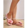 image:imageGORGLITTER Womens Flower Flat Sandals Cute Square Toe Flip Flops Thong Dressy Vacation Summer 2026 Slides ShoesHot Pink