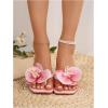 image:imageGORGLITTER Womens Flower Flat Sandals Cute Square Toe Flip Flops Thong Dressy Vacation Summer 2026 Slides ShoesHot Pink