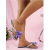 image:imageGORGLITTER Womens Flower Flat Sandals Cute Square Toe Flip Flops Thong Dressy Vacation Summer 2026 Slides ShoesSilver