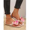 image:imageGORGLITTER Womens Flower Flat Sandals Cute Square Toe Flip Flops Thong Dressy Vacation Summer 2026 Slides ShoesWhite