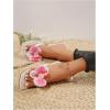 image:imageGORGLITTER Womens Flower Flat Sandals Cute Square Toe Flip Flops Thong Dressy Vacation Summer 2026 Slides ShoesWhite