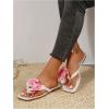 image:imageGORGLITTER Womens Flower Flat Sandals Cute Square Toe Flip Flops Thong Dressy Vacation Summer 2026 Slides ShoesWhite