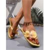 image:imageGORGLITTER Womens Flower Flat Sandals Cute Square Toe Flip Flops Thong Dressy Vacation Summer 2026 Slides ShoesYellow Flower