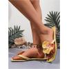 image:imageGORGLITTER Womens Flower Flat Sandals Cute Square Toe Flip Flops Thong Dressy Vacation Summer 2026 Slides ShoesYellow Flower