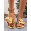 image:imageGORGLITTER Womens Flower Flat Sandals Cute Square Toe Flip Flops Thong Dressy Vacation Summer 2026 Slides ShoesYellow Flower