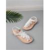image:imageGORGLITTER Womens Flower Flat Sandals Wedding Sandals for Bride TStrap Thongs Open Toe Summer Beach ShoesWhite
