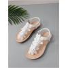 image:imageGORGLITTER Womens Flower Flat Sandals Wedding Sandals for Bride TStrap Thongs Open Toe Summer Beach ShoesWhite