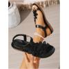 image:imageGORGLITTER Womens Flower Thongs Sandals With Ankle Strap Open Toe Trendy 2026 Summer Comfortable Wedding Beach SandalsBlack