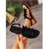 image:imageGORGLITTER Womens Flower Thongs Sandals With Ankle Strap Open Toe Trendy 2026 Summer Comfortable Wedding Beach SandalsBlack Flower