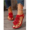 image:imageGORGLITTER Womens Flower Thongs Sandals With Ankle Strap Open Toe Trendy 2026 Summer Comfortable Wedding Beach SandalsRed