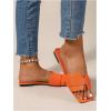 image:imageGORGLITTER Womens Gold Flats Sandals Trendy Strappy Summer Beach Vacation Square Open Toe H Band Slide Sandals 2026Light Orange