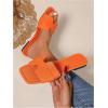image:imageGORGLITTER Womens Gold Flats Sandals Trendy Strappy Summer Beach Vacation Square Open Toe H Band Slide Sandals 2026Light Orange