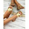 image:imageGORGLITTER Womens Gold Flats Sandals Trendy Strappy Summer Beach Vacation Square Open Toe H Band Slide Sandals 2026Pure Gold