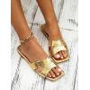 image:imageGORGLITTER Womens Gold Flats Sandals Trendy Strappy Summer Beach Vacation Square Open Toe H Band Slide Sandals 2026Pure Gold