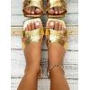 image:imageGORGLITTER Womens Gold Flats Sandals Trendy Strappy Summer Beach Vacation Square Open Toe H Band Slide Sandals 2026Pure Gold