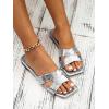 image:imageGORGLITTER Womens Gold Flats Sandals Trendy Strappy Summer Beach Vacation Square Open Toe H Band Slide Sandals 2026Silver