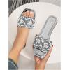 image:imageGORGLITTER Womens Gold Sparkly Flat Sandals Dressy Summer Rhinestone Boho Cute Wedding Square Open Toe Slides Shoes 2026Silver