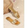 image:imageGORGLITTER Womens Gold Square Open Toe Flat Sandals Dressy 2026 Trendy Metallic Strapy Slide on ShoesGold