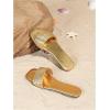 image:imageGORGLITTER Womens Gold Square Open Toe Flat Sandals Dressy 2026 Trendy Metallic Strapy Slide on ShoesGold