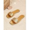 image:imageGORGLITTER Womens Gold Square Open Toe Flat Sandals Dressy 2026 Trendy Metallic Strapy Slide on ShoesGold